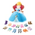 Cinderella with many shoes