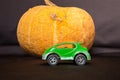 Cinderella Pumpkin. Modern coach for Cinderella - green car.