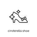 Cinderella shoe icon. Trendy modern flat linear vector Cinderella shoe icon on white background from thin line Fairy Tale collect