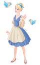 Cinderella Singing with Birds Royalty Free Stock Photo