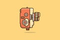 Cine Digital Camera vector illustration. Movie cinema object icon concept. Retro colorful movie video camera device vector design