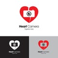 Heart Camera Logo Design Template. Minimalist Logo- Romantic Logo. Royalty Free Stock Photo