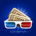 Cinema art movie watching - 3d glasses and tickets