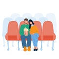 Cinema Audience Man And Woman Watching Film Vector Royalty Free Stock Photo