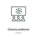 Cinema audience outline vector icon. Thin line black cinema audience icon, flat vector simple element illustration from editable