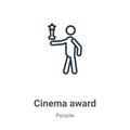 Cinema award outline vector icon. Thin line black cinema award icon, flat vector simple element illustration from editable people Royalty Free Stock Photo