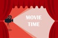 Cinema background or banner. Movie time. Movie ticket. Cinema camera Royalty Free Stock Photo