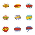 Cinema banner icons set, cartoon style