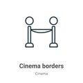 Cinema borders outline vector icon. Thin line black cinema borders icon, flat vector simple element illustration from editable Royalty Free Stock Photo