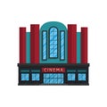 Cinema building in flat style isolated on white background Royalty Free Stock Photo