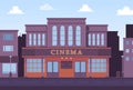 Cinema building vector illustration on background of city Royalty Free Stock Photo