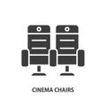 Cinema chairs glyph icon. Movie seats vector symbol