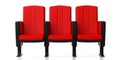 Cinema chairs isolated on white background, front view. 3d illustration Royalty Free Stock Photo