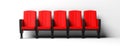 Cinema chairs isolated on white background, front view. 3d illustration Royalty Free Stock Photo