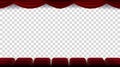 Cinema Chairs Vector. Film, Movie, Theater, Auditorium With Red Seat, Row Of Chairs. Blank Screen. On