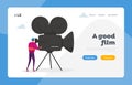 Cinema and Cinematography Industry with Moviemaker and Videocamera Landing Page Template