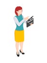 Cinema Clapper Woman Composition Royalty Free Stock Photo