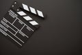 Cinema clapperboard on blackboard background - Movie entertainment concept