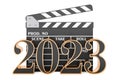 2023 cinema with clapperboard concept, 3D rendering