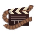 Cinema clapperboard and film movie vector flat icon