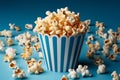 Cinema classic Blue popcorn box, a tasty treat on white