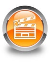 Cinema clip icon glossy orange round button Royalty Free Stock Photo