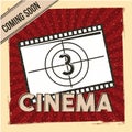 Cinema coming soon poster film strip countdown red stripes background Royalty Free Stock Photo