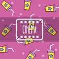 Cinema cute cartoons pattern background