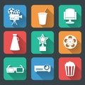 Cinema entertainment pictograms collection