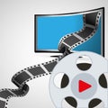 cinema entertainment television with film reel Royalty Free Stock Photo