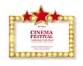 Cinema festival. Blank marque gold frame