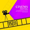 Cinema festival poster template. Film or movie flyer festival design background Royalty Free Stock Photo