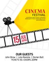 Cinema festival poster template. Vector camcorder and line videotape illustration. Movie festival art background