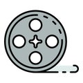 Cinema film reel icon color outline vector Royalty Free Stock Photo