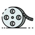 Cinema film roll icon color outline vector Royalty Free Stock Photo