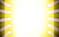 Cinema film strips with and projector light rays. Black and yellow Royalty Free Stock Photo