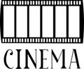 Cinema. Film strip. Video and movie. Inscription. Hobbies and learning