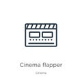 Cinema flapper icon. Thin linear cinema flapper outline icon isolated on white background from cinema collection. Line vector