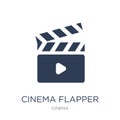 cinema flapper icon. Trendy flat vector cinema flapper icon on w