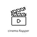 cinema flapper icon. Trendy modern flat linear vector cinema fla