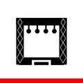 Cinema hall icon, movie theater entertainment screen. Performance theatre stage. Vector cinema hall illustration on white