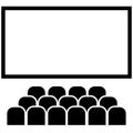 Cinema hall icon on white background. movie theater entertainment screen. Performance theatre stage. flat style