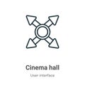 Cinema hall outline vector icon. Thin line black cinema hall icon, flat vector simple element illustration from editable user Royalty Free Stock Photo