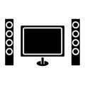 Cinema home theater icon, vector illustration, black sign on isolated background Royalty Free Stock Photo