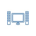 Cinema, home theater line icon concept. Cinema, home theater flat  vector symbol, sign, outline illustration. Royalty Free Stock Photo