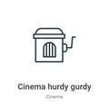 Cinema hurdy gurdy outline vector icon. Thin line black cinema hurdy gurdy icon, flat vector simple element illustration from