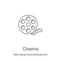 cinema icon vector from web design and development collection. Thin line cinema outline icon vector illustration. Linear symbol Royalty Free Stock Photo