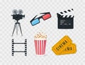 Cinema icons set isolated on white Royalty Free Stock Photo