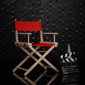 Cinema Industry Concept. Red Director Chair, Movie Clapper and M Royalty Free Stock Photo