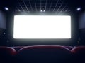 Cinema interior of movie theatre with empty red seats Royalty Free Stock Photo